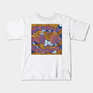 3D Intricate Doodle Design, Orange, Yellow, Purple, White and Red Bright n’ Bold Abstract Pattern Kids T-Shirt